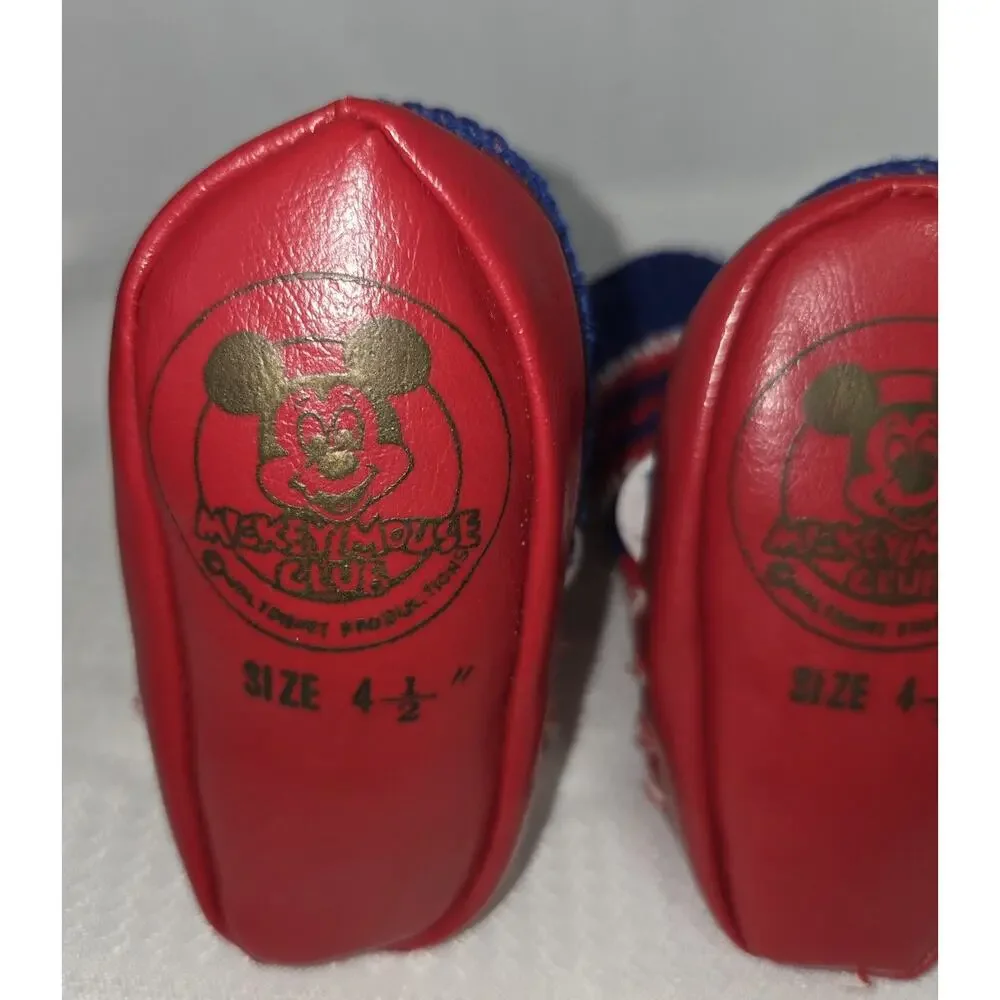 Disney Mickey Mouse Club Knit Slippers Socks Kids 4.5 Walt Disney VTG 60s 70s